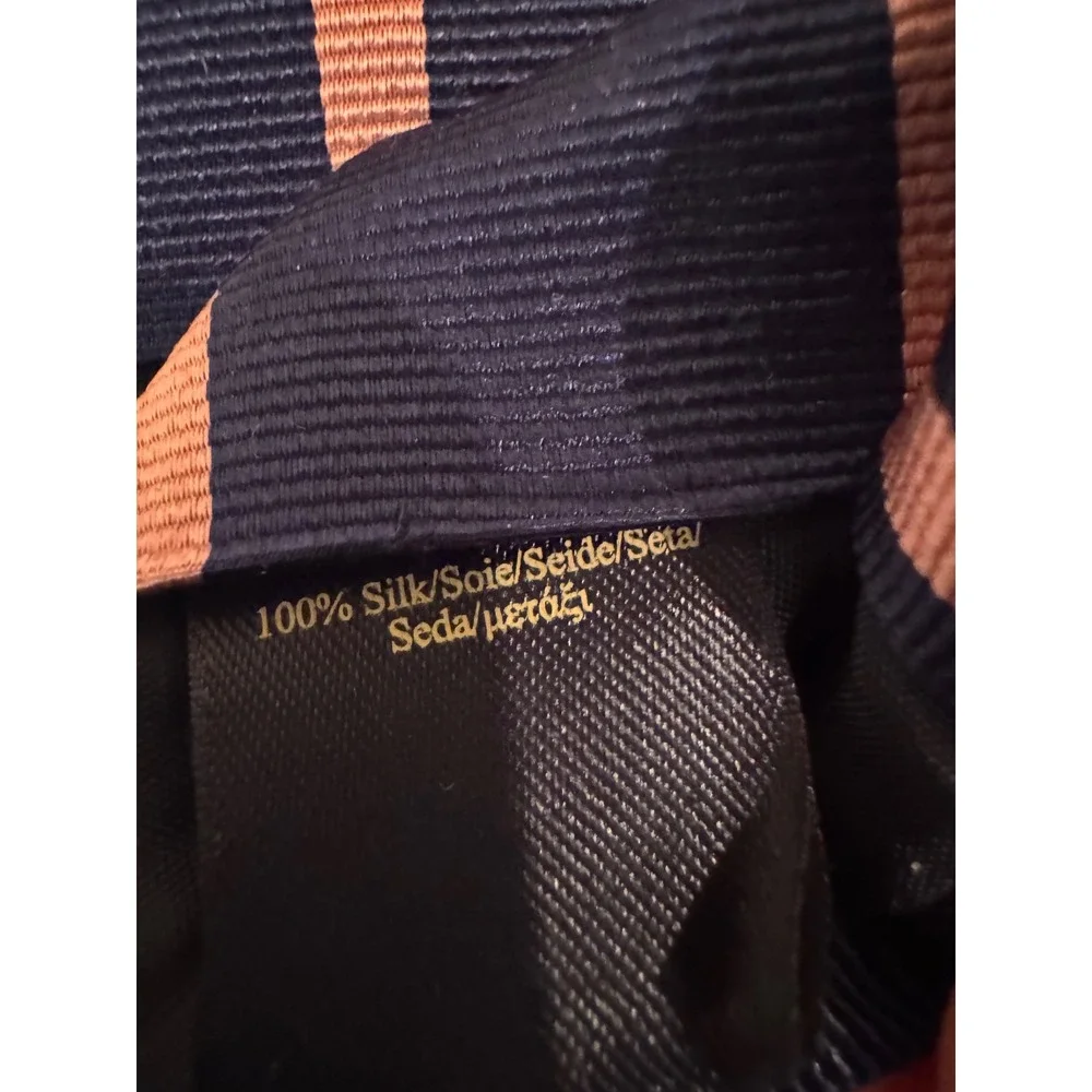 Brooks Brothers Fleece Boys Silk Repp Stripe Necktie Navy Blue Coral Pink USA